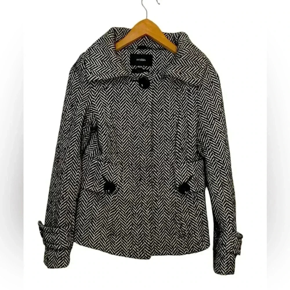 Majora wool blend, herringbone pattern, Light Winter Jacket w  placket Size XS